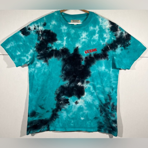 Y2K Guess Original Flag Tie Dye T-Shirt Large Streetwear Hip Hop Skateboarding - Picture 4 of 14